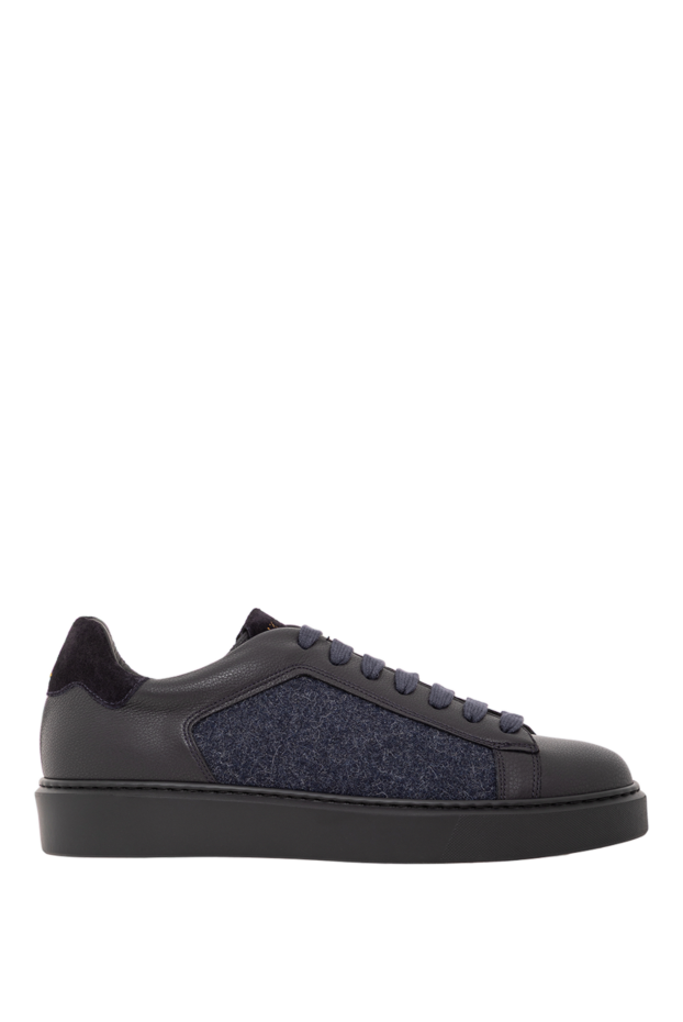 Doucal`s men's leather sneakers with a wool side panel 190877 - photo 1