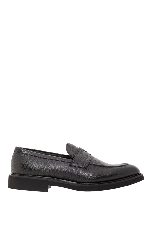 Doucal`s black leather loafers with a strap on the instep 190879 - photo 1