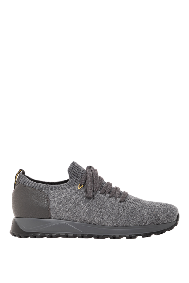 Doucal`s gray knitted fabric sneakers with a leather heel. 190880 - photo 1