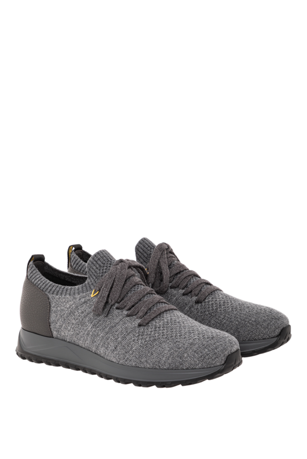 Doucal`s gray knitted fabric sneakers with a leather heel. 190880 - photo 3