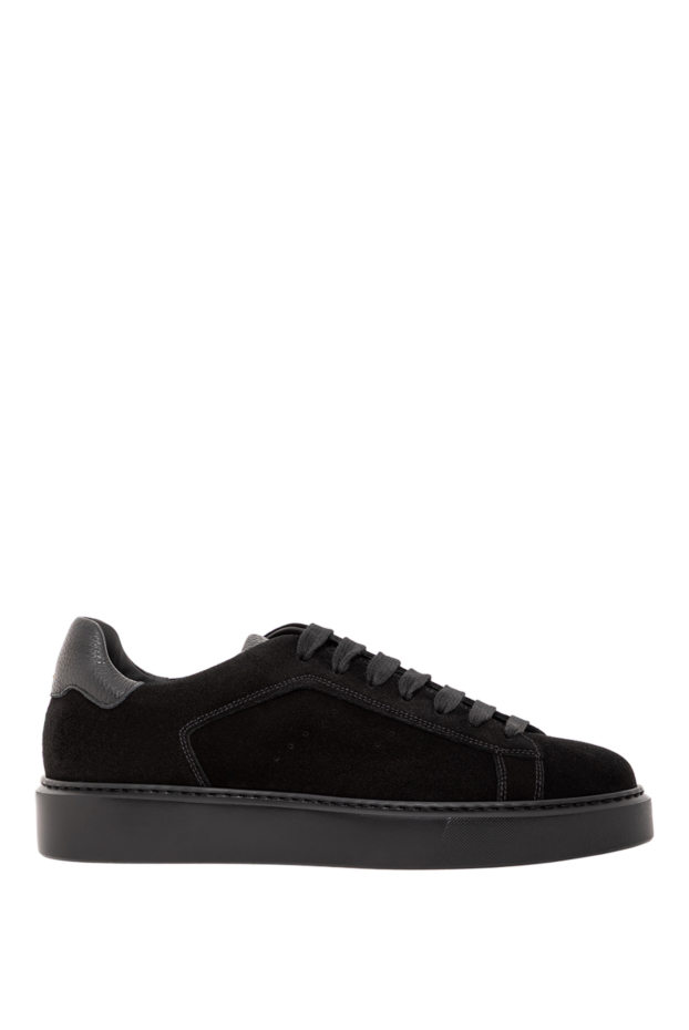 Doucal`s black suede sneakers with leather inserts 190883 - photo 1