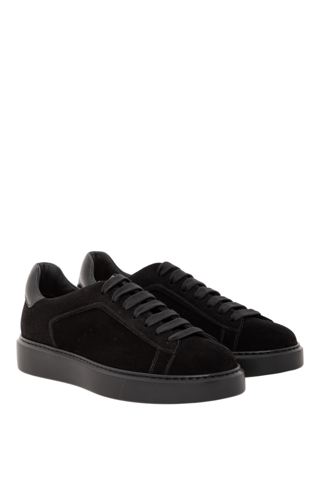 Doucal`s black suede sneakers with leather inserts 190883 - photo 3