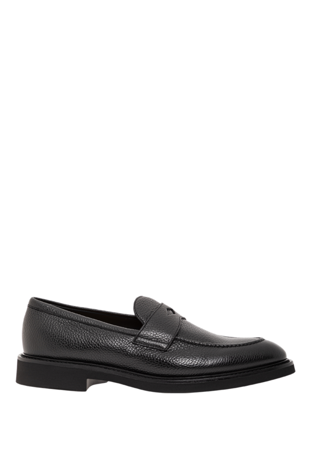 Doucal`s classic style black textured leather loafers 190884 - photo 1