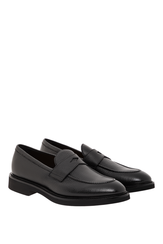 Doucal`s classic style black textured leather loafers 190884 - photo 3