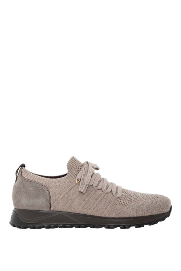Doucal`s beige knit sneakers with a leather heel and black sole. 190888 - photo 1