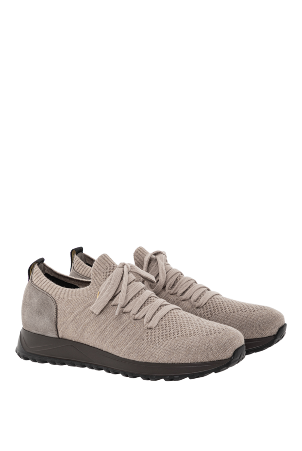 Doucal`s beige knit sneakers with a leather heel and black sole. 190888 - photo 3