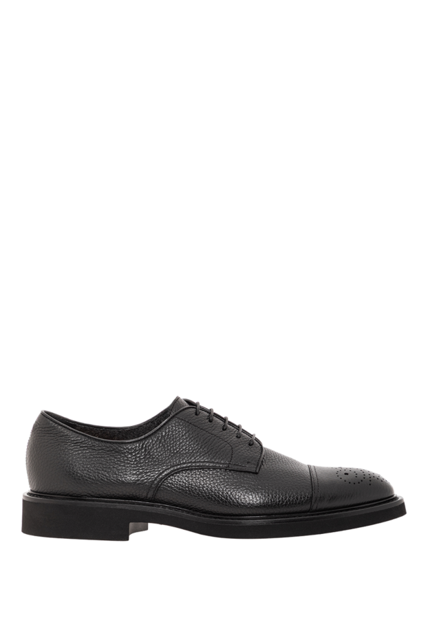 Doucal`s men's black leather derby shoes with decorative perforations 190895 - photo 1