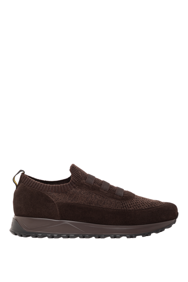 Doucal`s brown knit and suede sneakers with elastic bands 190897 - photo 1