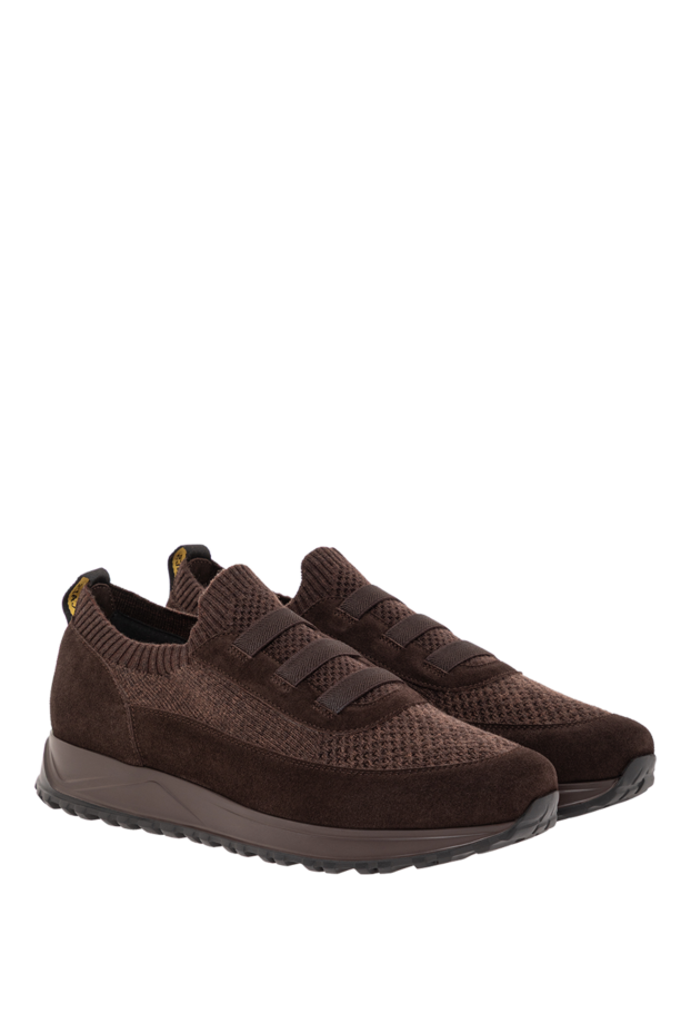 Doucal`s brown knit and suede sneakers with elastic bands 190897 - photo 3