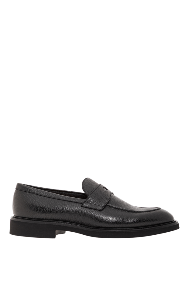 Doucal`s classic black loafers made of genuine leather with a leather insert 190898 - photo 1