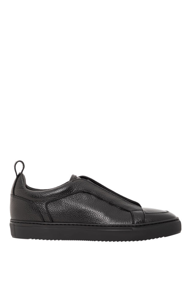 Doucal`s black sneakers made of soft grained leather with elastic straps 190899 - photo 1