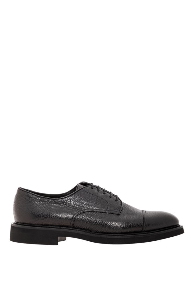 Doucal`s black, grained leather, closed-laced derby shoes 190900 - photo 1