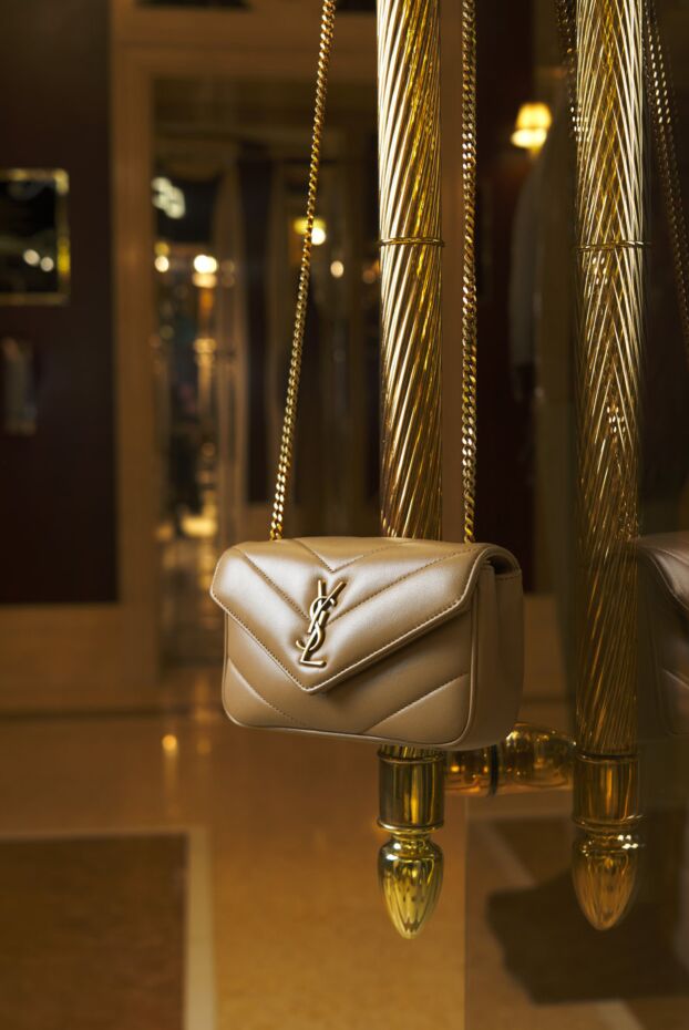 Saint Laurent loulou mini lambskin chain bag in brown 190907 - photo 2