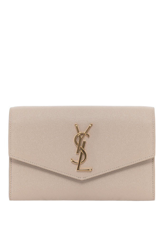 Saint Laurent uptown chaine embossed leather chain clutch in beige 190912 - photo 1