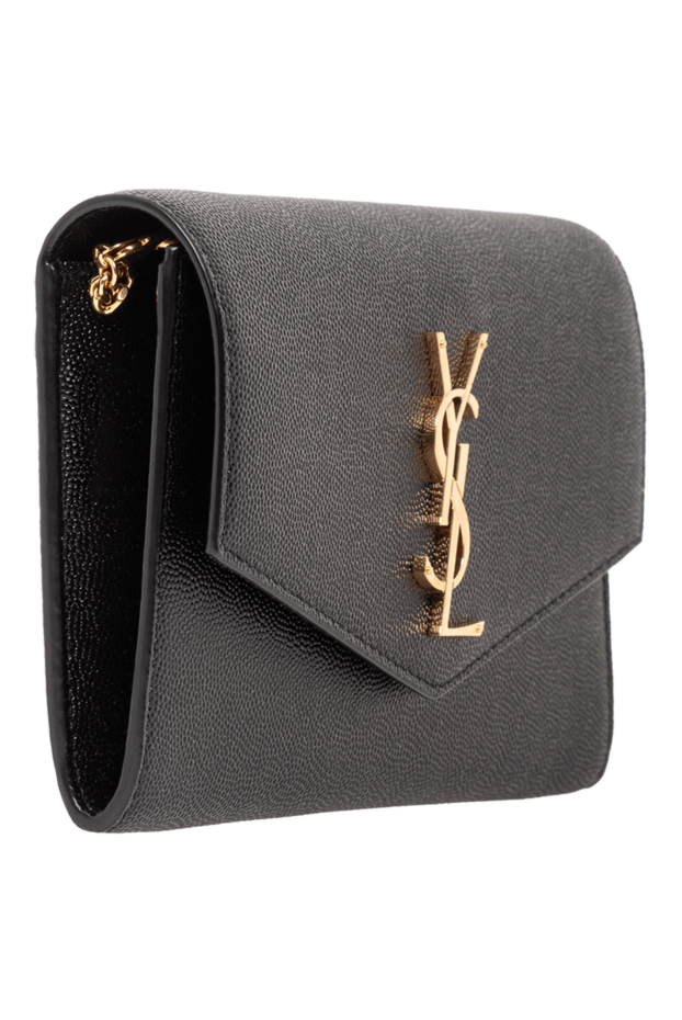 Saint Laurent uptown chaine embossed leather chain clutch in black 190913 - photo 3