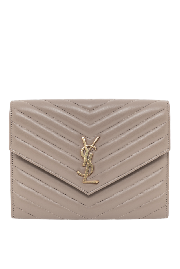 Saint Laurent cassandre brown quilted lambskin clutch 190914 - photo 1