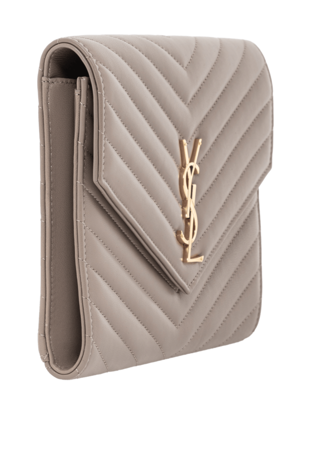 Saint Laurent cassandre brown quilted lambskin clutch 190914 - photo 3
