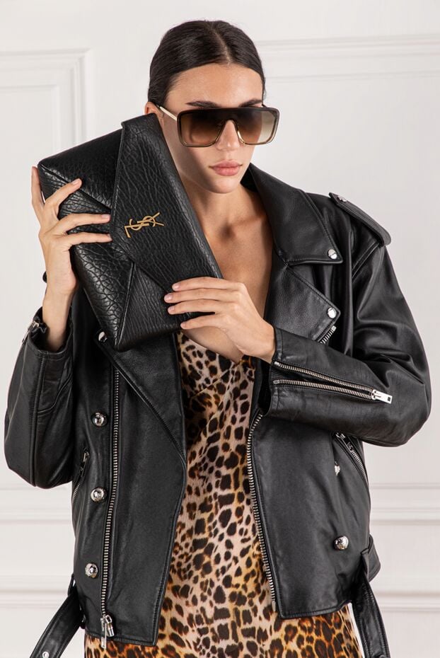 Saint Laurent cassandre large black lambskin envelope clutch 190915 - photo 3