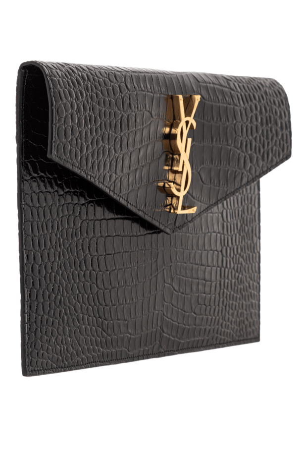 Saint Laurent uptown small envelope clutch in embossed black leather 190916 - photo 3