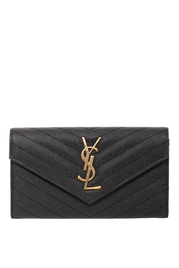 Saint Laurent cassandre large lambskin wallet with flap, black 190918 - photo 1