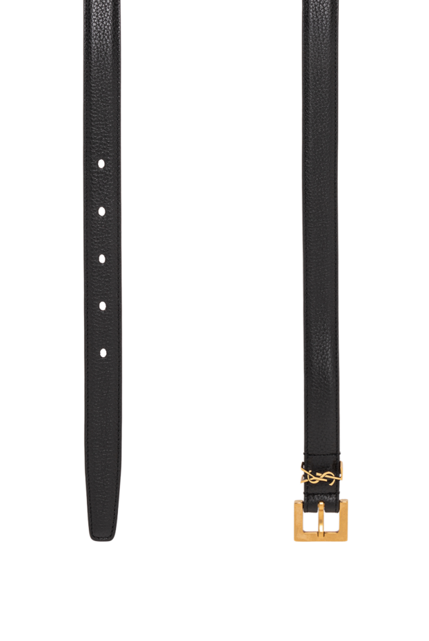 Saint Laurent cassandra thin belt with square buckle in black leather 190922 - photo 3