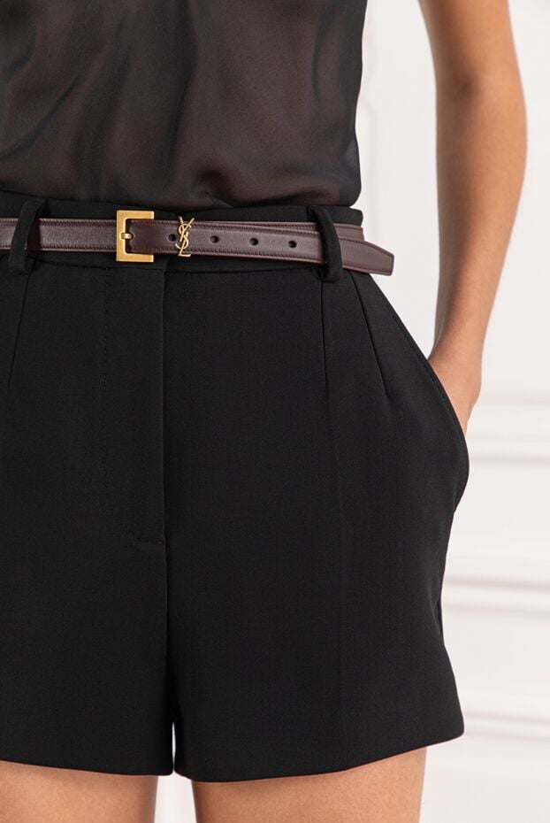 Saint Laurent cassandra slim belt with square buckle in burgundy leather 190924 - photo 2