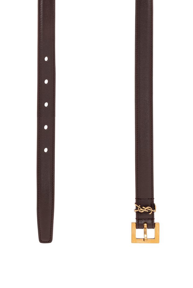 Saint Laurent cassandra slim belt with square buckle in burgundy leather 190924 - photo 3