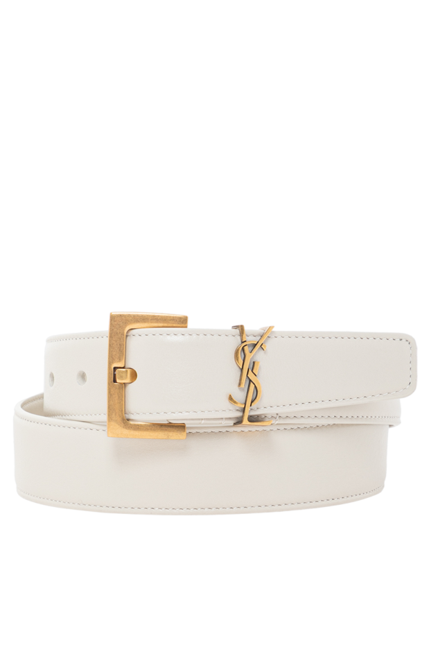 Saint Laurent cassandra belt with square buckle in shiny white leather 190925 - photo 1
