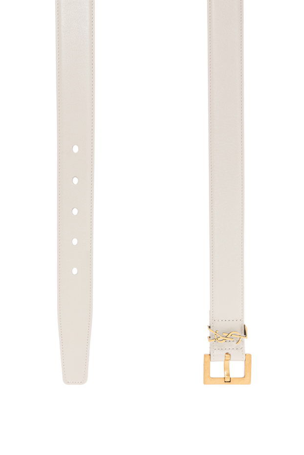 Saint Laurent cassandra belt with square buckle in shiny white leather 190925 - photo 3