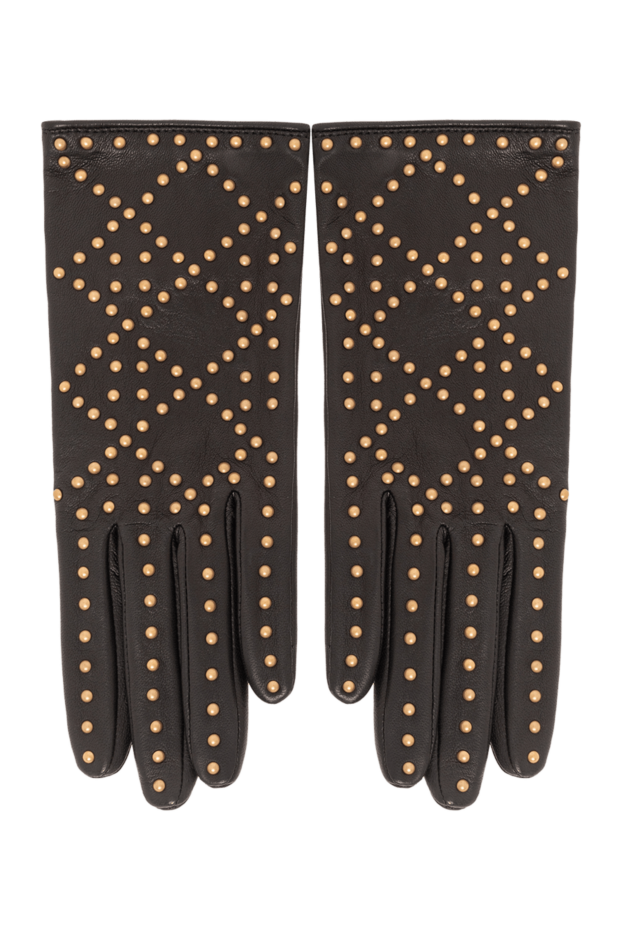 Dior women's black leather gloves with gold studs 190946 - photo 1