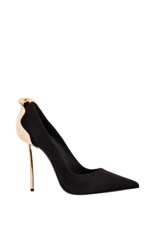 Le Silla petalo black suede and calfskin pumps with gold stiletto heels 190961 - photo 1
