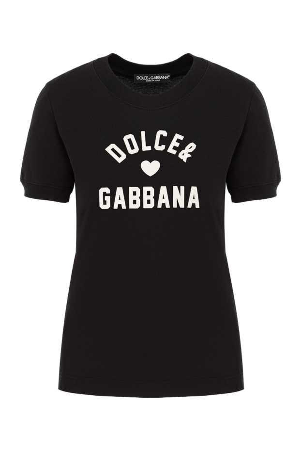 Dolce & Gabbana women's black t-shirt with lettering and a heart symbol 190978 - photo 1