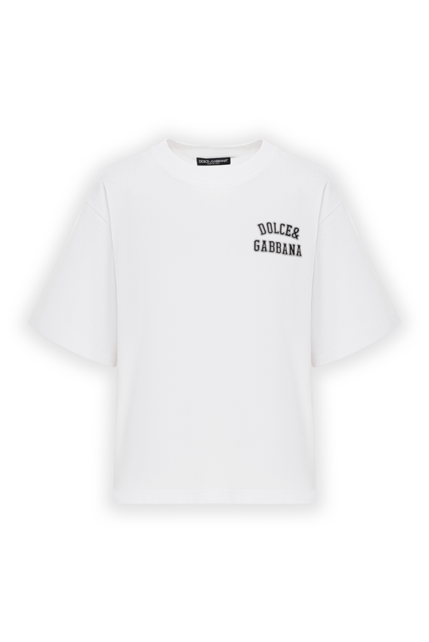 Dolce & Gabbana white cotton t-shirt with a black logo on the chest 190979 - photo 1