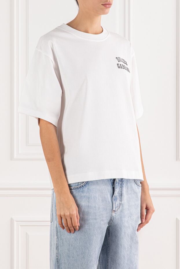 Dolce & Gabbana white cotton t-shirt with a black logo on the chest 190979 - photo 3