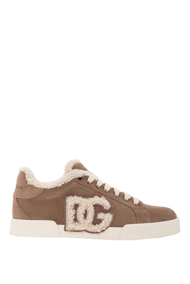 Dolce & Gabbana portofino light calfskin and sheepskin sneakers in brown 190980 - photo 1