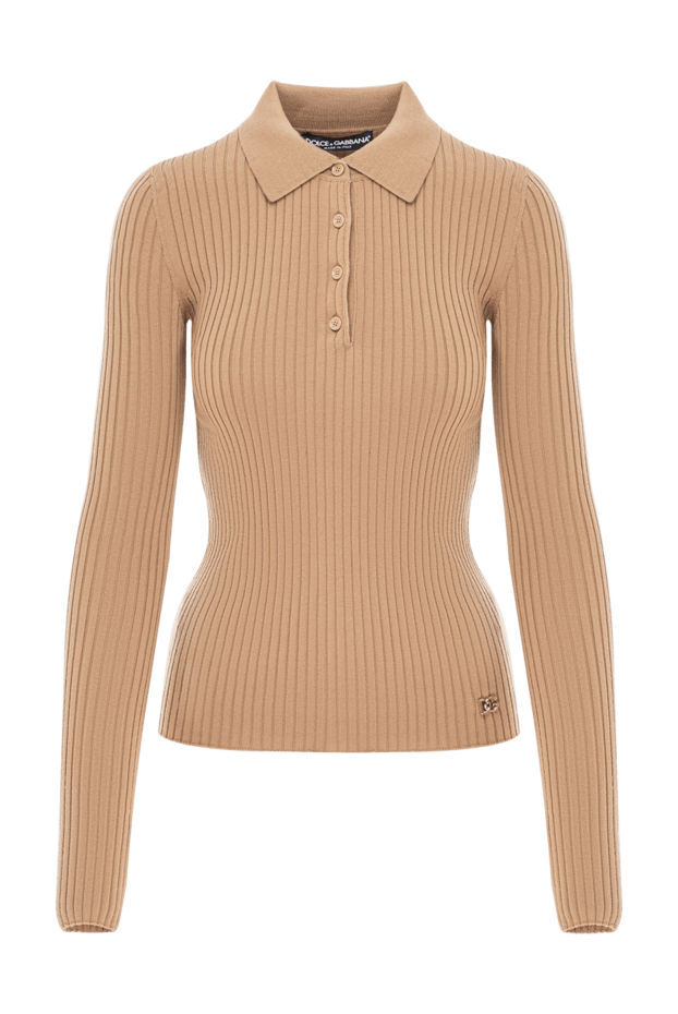 Dolce & Gabbana beige women's ribbed wool polo shirt 190982 - photo 1