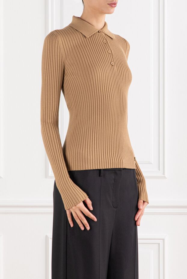 Dolce & Gabbana бежеве жіноче поло з вовни в рубчик 190982 - фото 3