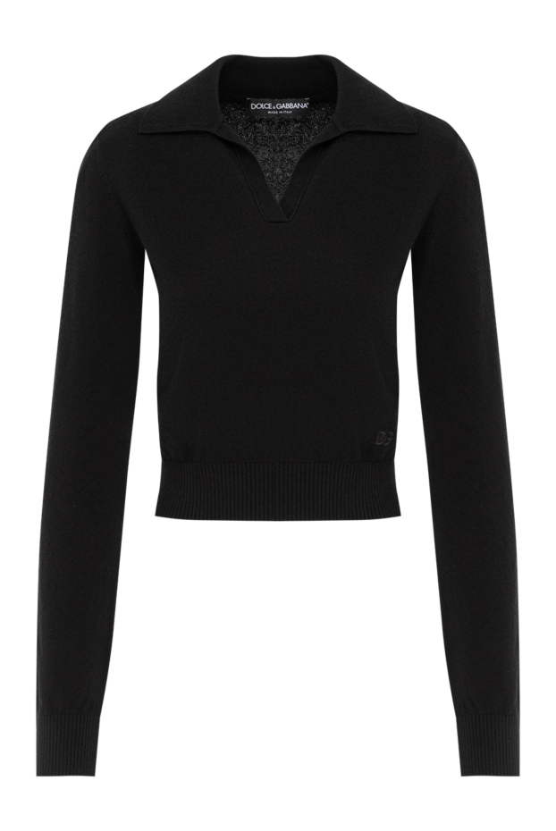 Dolce & Gabbana black cashmere knit polo shirt with no fastening 190985 - photo 1
