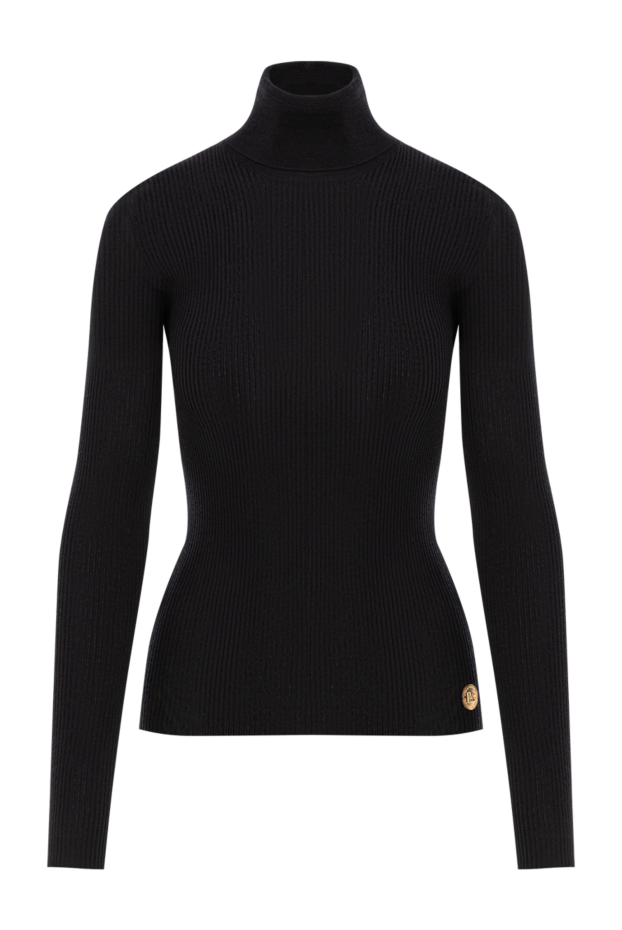 Women's black cashmere ribbed turtleneck - photo 1