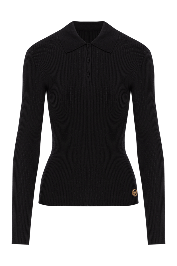 Dolce & Gabbana black ribbed cashmere long sleeve polo shirt 190990 - photo 1
