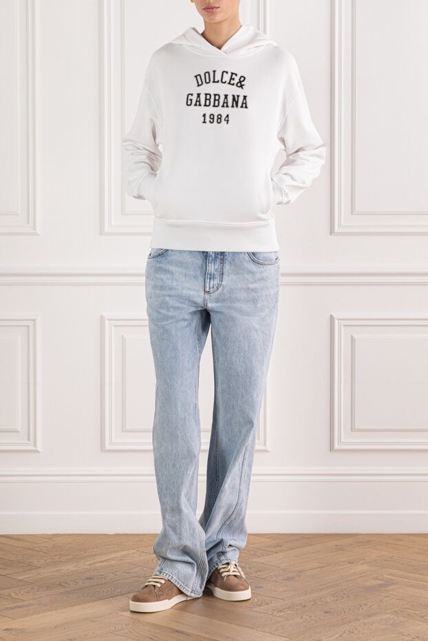 Dolce & Gabbana біле худи з бавовни з вишивкою 190991 - фото 2
