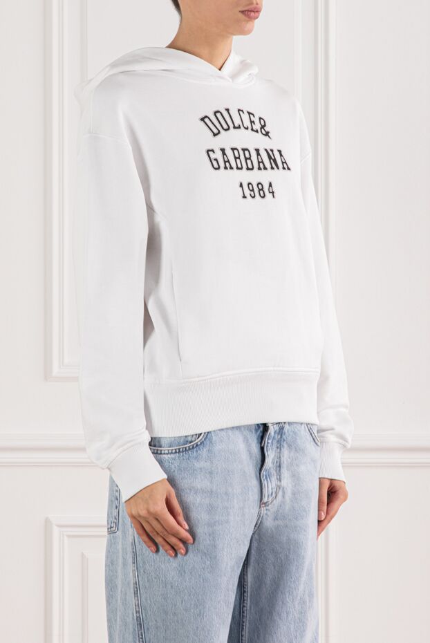Dolce & Gabbana біле худи з бавовни з вишивкою 190991 - фото 3