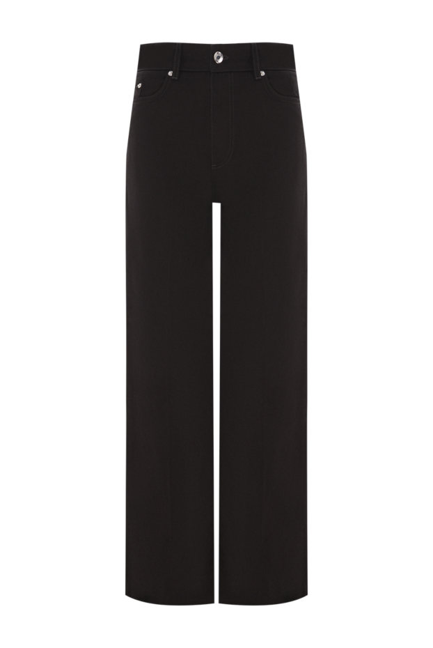 Dolce & Gabbana black flared cotton gabardine trousers with logo patch 190993 - photo 1