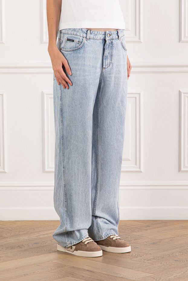 Dolce & Gabbana світло-блакитні джинси прямого крою з високою посадкою 190994 - фото 3