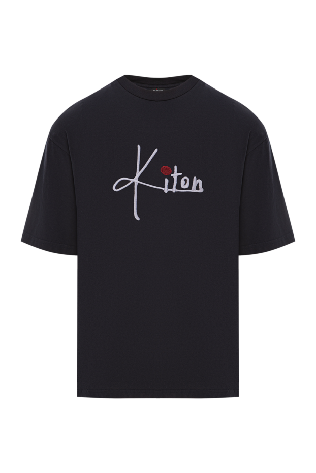 Kiton deep black cotton t-shirt with 3d logo embroidery 191004 - photo 1
