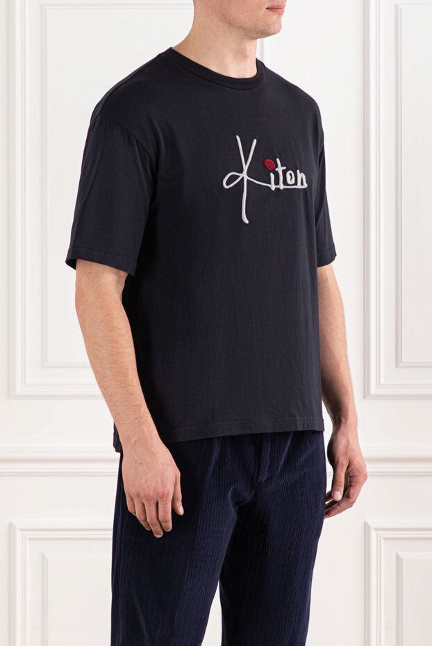 Kiton deep black cotton t-shirt with 3d logo embroidery 191004 - photo 3