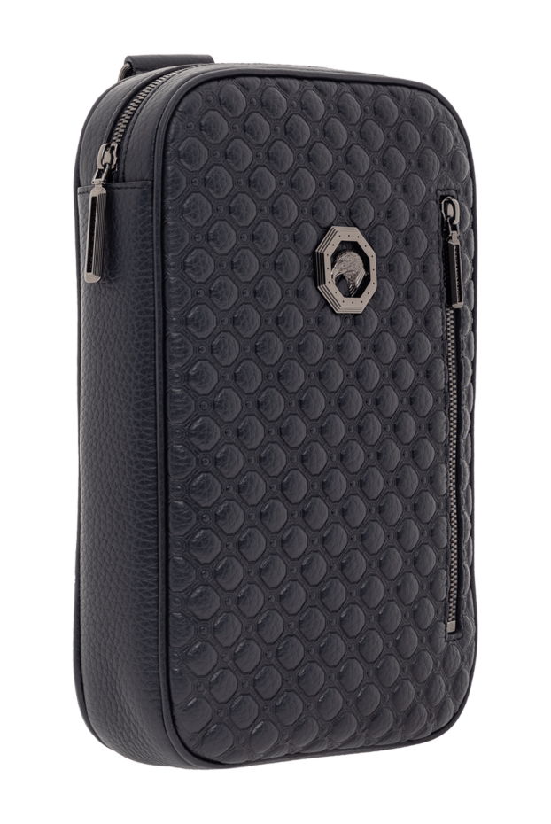 Stefano Ricci genuine leather bag with geometric relief and an eagle emblem, blue 191031 - photo 3