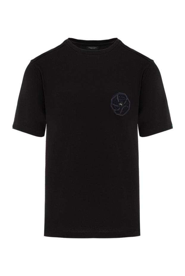 Stefano Ricci black cotton t-shirt with a patch on the chest 191063 - photo 1