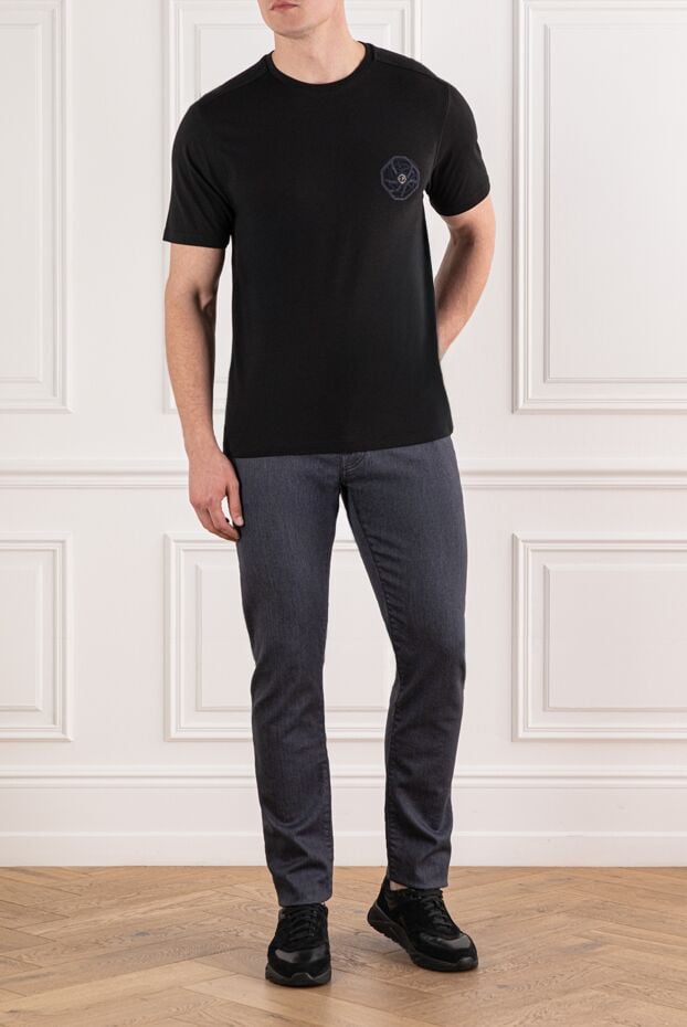 Stefano Ricci black cotton t-shirt with a patch on the chest 191063 - photo 2