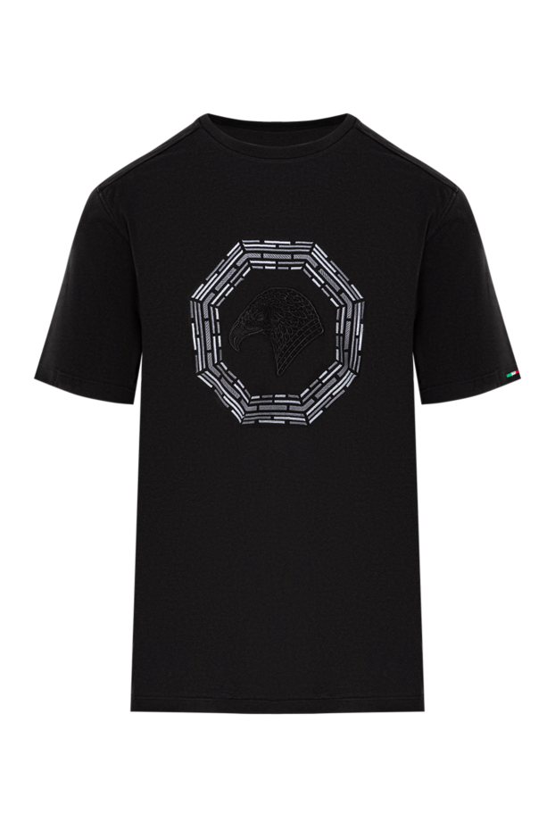 Stefano Ricci black cotton t-shirt with raised eagle embroidery 191065 - photo 1